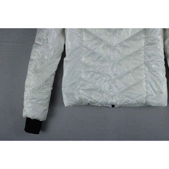 Live Love Dream White Puffer Jacket Womens Small Thumb Holes Lightweight Warm - Picture 11 of 15